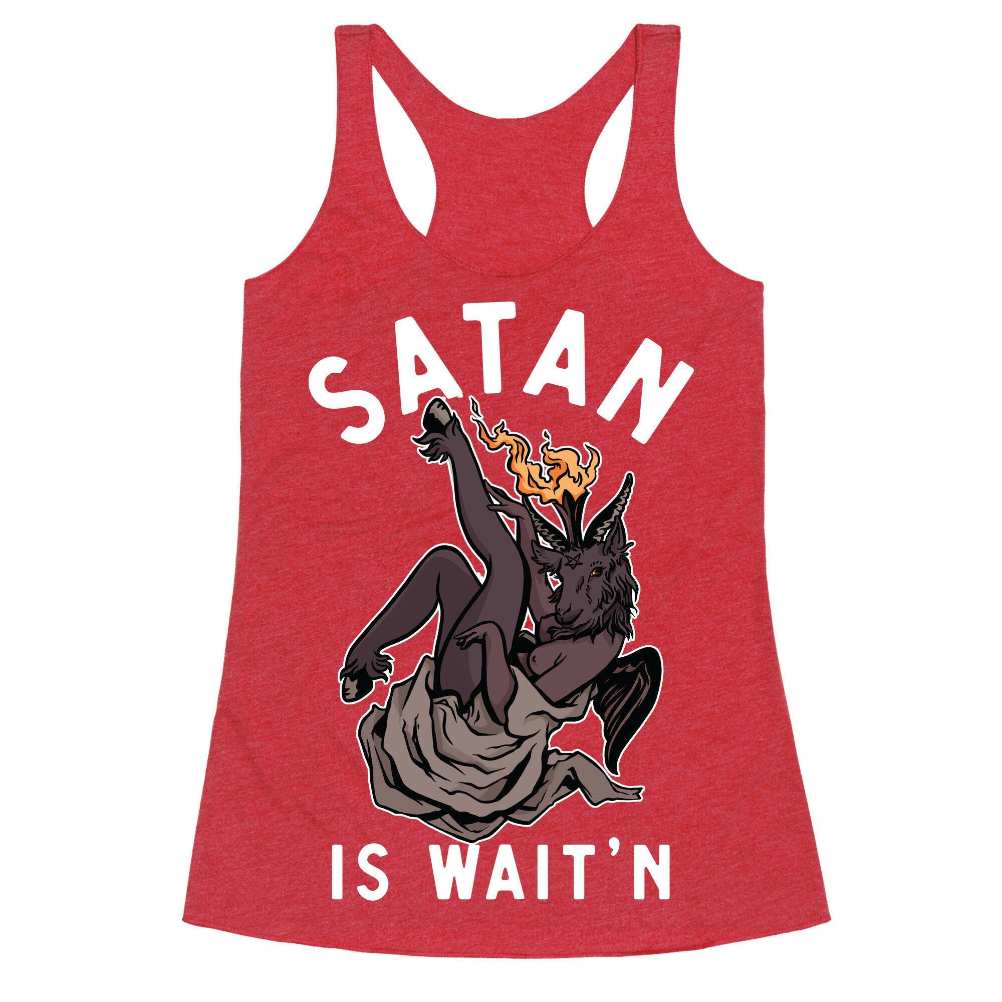 Satan Is Wait'n Racerback Tank